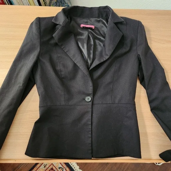 Alice Olivia Black Fitted Peplum Blazer Jacket NO SIZE TAG - Picture 9 of 12